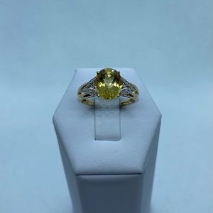 14k yellow sapphire with diamonds ring